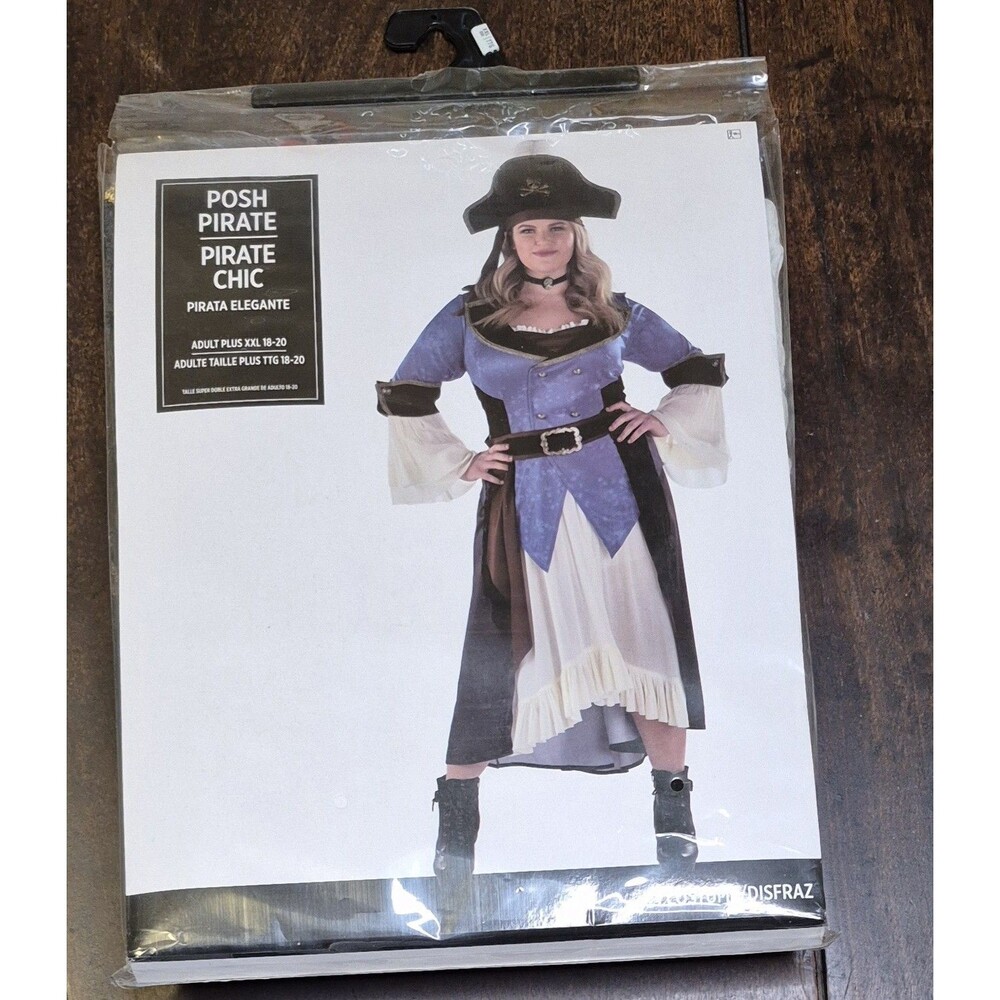Posh Pirate Costume Halloween Dress Hat & Choker Women’s XXL - 3 pc set - NWT